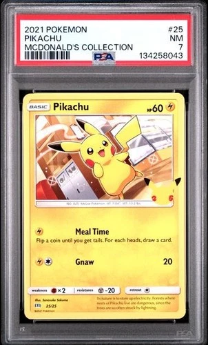 2021 Pokémon #25 Pikachu McDonald's Collection 25th Anniversary PSA 7 NM