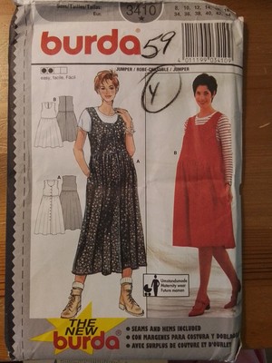   BURDA #3410 - LADIES EASY SUNDRESS or MATERNITY JUMPER PATTERN 8-18