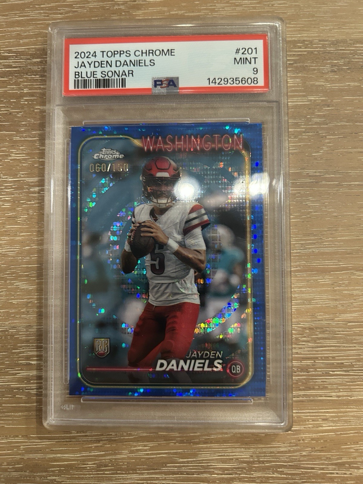2024 Topps Chrome - Rookies Jayden Daniels #201 Blue Sonar Refractor /150 (RC)