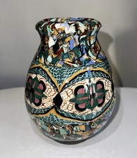 Jean GERBINO Vallauris Vase | Seltenes Floral-Dekor | Mosaik-Keramik | 50er