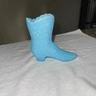 Vintage Fenton Blue Daisy and Button Satin Glass Shoe/Boot