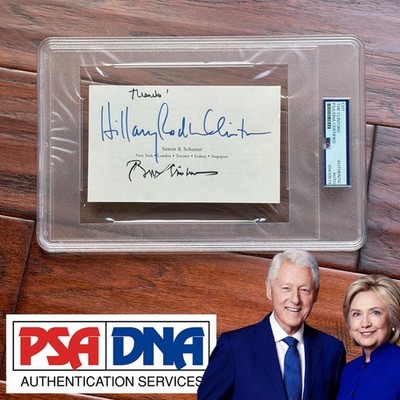 BILL CLINTON & HILLARY CLINTON * PSA/DNA * Fantastic Autograph Duo Cut Signed