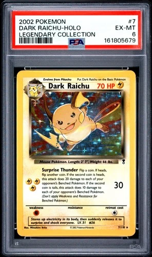 2002 POKEMON LEGENDARY COLLECTION #7 DARK RAICHU-HOLO PSA 6