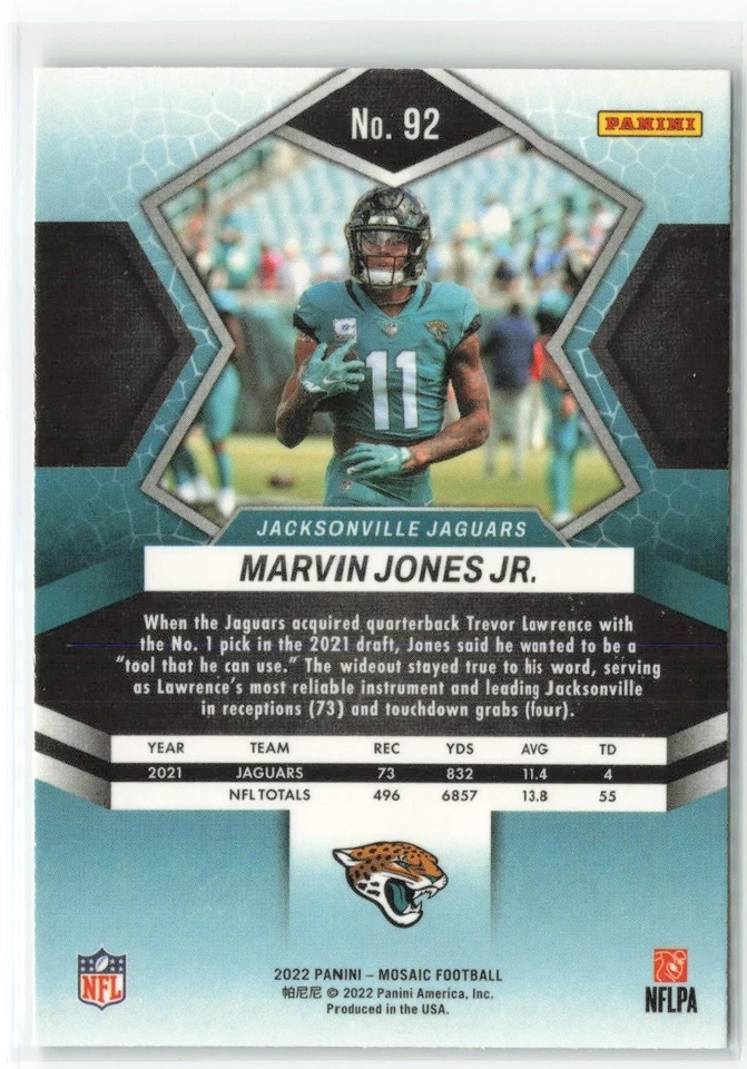 2022 Panini Mosaic Marvin Jones Jr. Jacksonville Jaguars #92 - Image 2 of 2