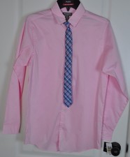 Van Heusen Boys Flex Pink Dress Shirt  Plaid Tie Set Size XL 18-20 NWT