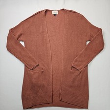 Universal Thread S Cardigan Sweater Rust Ribbed Knit 100 Cotton Pockets