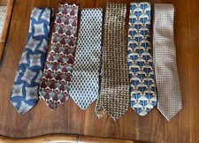 Lot of 6 Beautiful, Vintage, Men  s 100 Silk Ties, In Excellent Condition