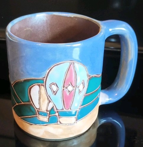 2 Stoneware Mugs-Mara Mexico Collection- Cowboy & Horse Scene + Hot Air Balloon - Picture 13 of 20