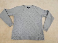 Lands End Drifter Weave Sweater Gray Youth Large 14-16 100 Baumwolle