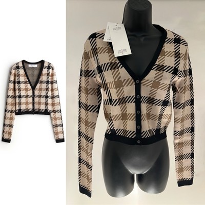 *GÜNSTIGER UVP 120£* NEU H&M Designer Rokh Jacquard Strick Cardigan kariert Gr. XS