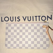 Louis Vuitton Damier Azur Wristlet Pouch Pink Interior Gold Hardware
