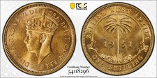 British West Africa, 1951 KN George VI Shilling. PCGS SP 66.