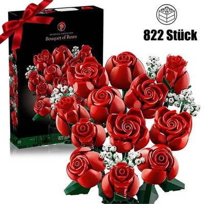 Blumenstrauß Bausteine Set 882 Stück DIY Bau Spielzeug Valentinstag Geschenkset