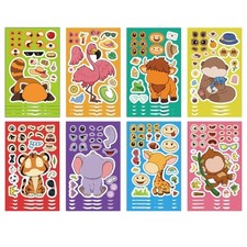 8 Adorable Animals Face Stickers Waterproof Removable for Electronics Decoration