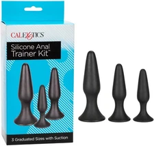 Calexotics Silicone Anal Trainer Kit-3 Piece Butt Plug Set With Suction