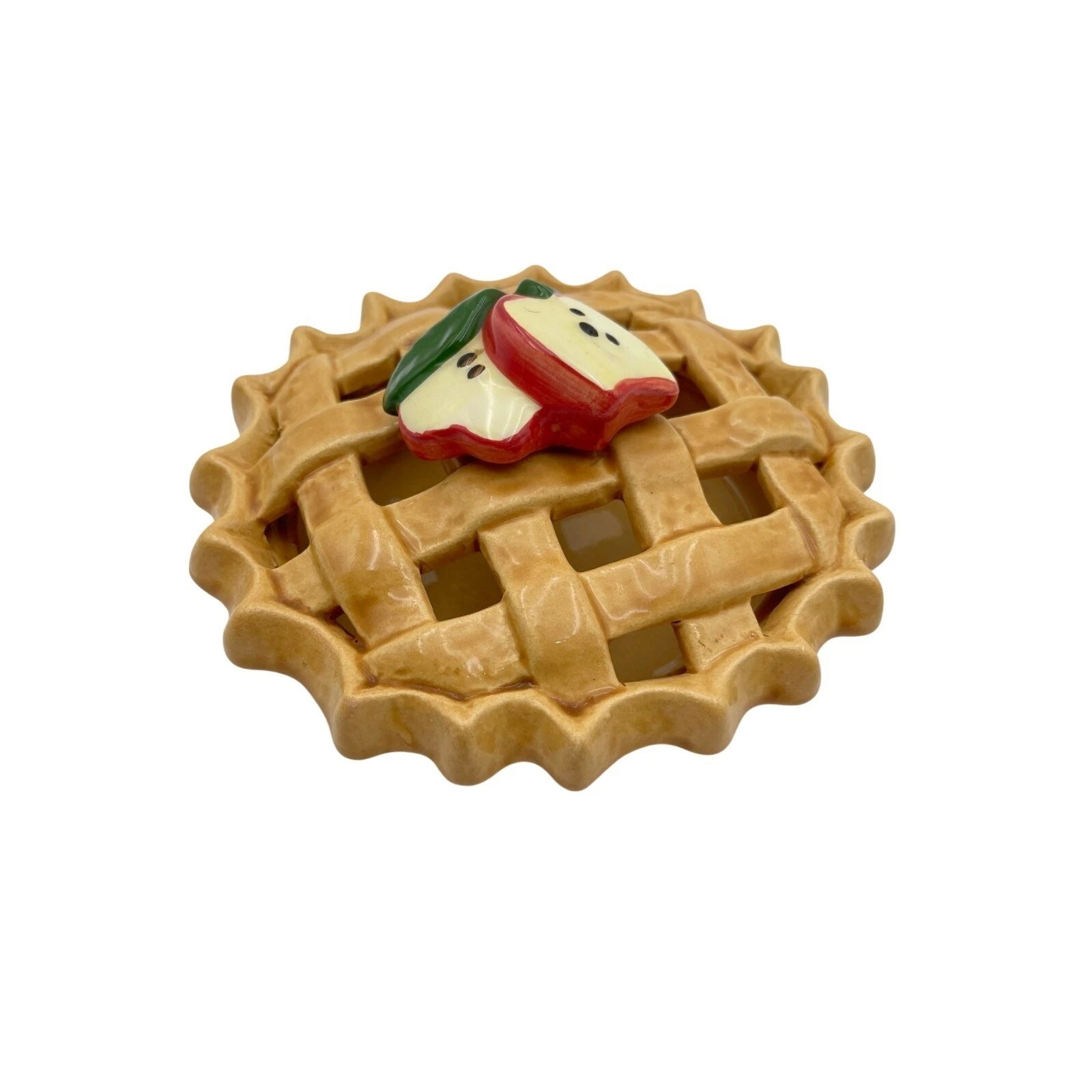Vintage Ceramic Apple Pie Potpourri Keeper Lattice Lid Country Cottagecore Decor