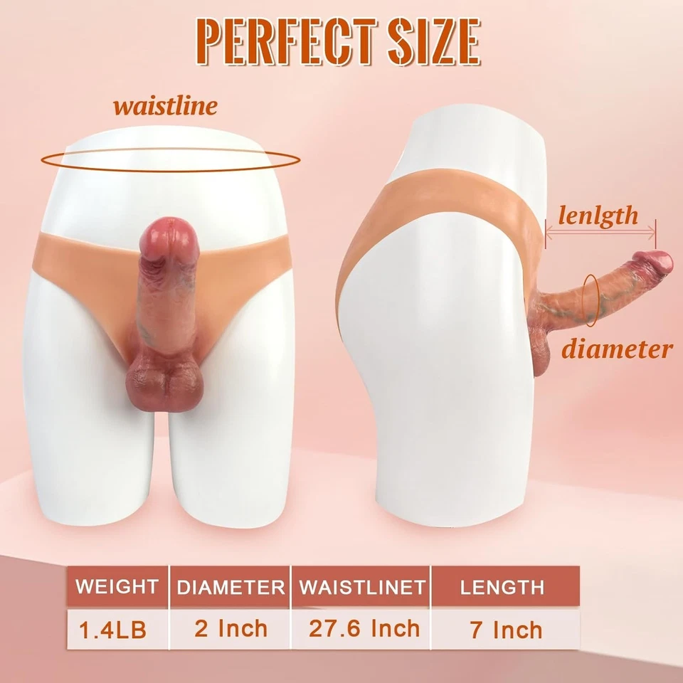 Strap-On Dildo Panties, Ultra Elastic Silicone Wearable Panties with 7'' Dildos - Image 3 of 4