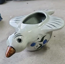 Tonala Mexican Ceramic Pottery Folk Art Bird. Planter, Signed. 
