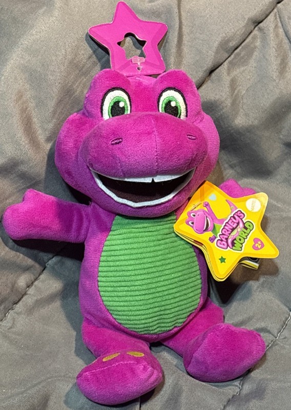 Fisher-Price Barney’s World Plush - Barney Purple Dinosaur Stuffed Animal 8” NEW