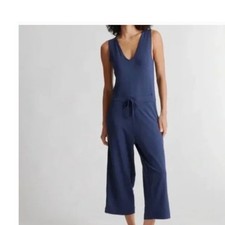 Quince Navy French Terry Modal Jumpsuit Wide Leg L