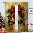 Window Curtains Polyester Festive Christmas Bells Print Home Curtains All Sizes