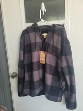 Galaxy J Come Mens Plaid Fleece  Zip Up Hoodie With Faux Sherpa Lining With Tags