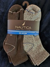 NAUTICA 6 Pair Mens Socks Size 6-12.5 Casual Quasrter Dri-Motion Multicolor NWT