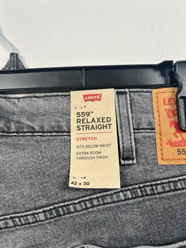 LEVIS 559 RELAXED STRAIGHT Men 42X29 Gray Cotton Stretch Denim Jeans - Picture 17 of 18