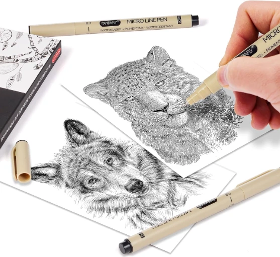 Precision Micro-Line Pens Set of 9 Black Micron Fineliner Ink Pens Waterproof... - Image 3 of 4