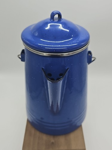 MARLBORO Von Pok/Chang BLUE SPECKLED Stainless Steel Coffee Pot/Kettle Thailand - Picture 2 of 11