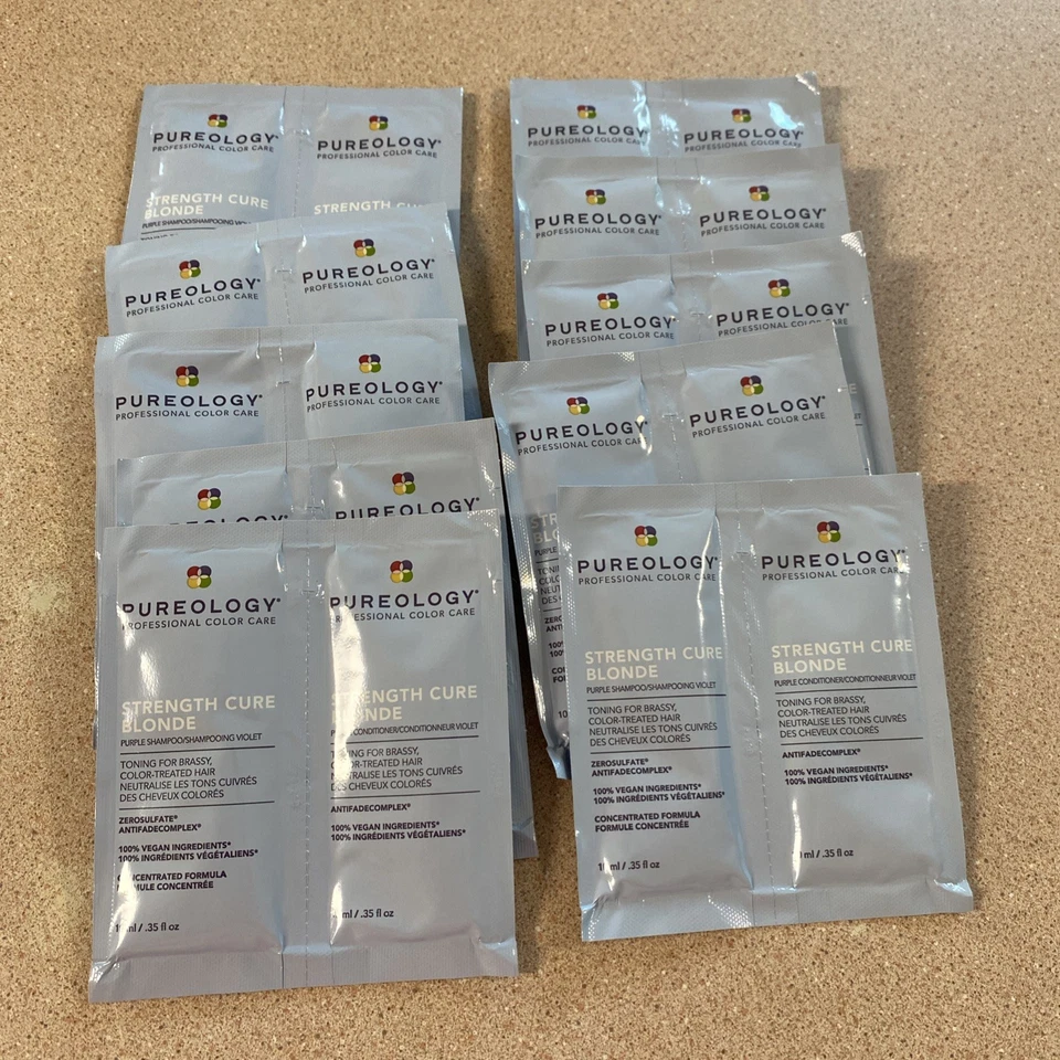 Set of 10 Pureology Strength Cure Blonde Shampoo & Conditioner .35 oz   - Image 2 of 3