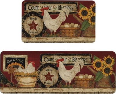 Farmhouse Kitchen Rugs and Mats Set of 2,  17x29 and 17x47 Inch