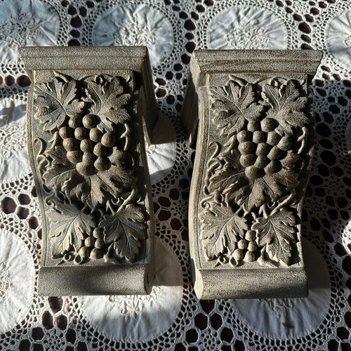 2 Vintage Gold Corbel Wandleuchter Regal Antik Finish Weinblätter hängend - Bild 6 von 18