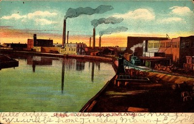 RARE VIEW-FACTORY DISTRICT IN SOUTH CHICAGO IL-1908 UDB POSTCARD BK85