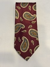 Vintage Burberry of London Mens Silk Necktie Tie Multicolor Paisley Handmade