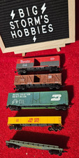 HO Scale Lot of 5, Assortment Train Cars, Box Cars x3, Gondola, Flat Car