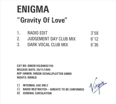 ENIGMA-GRAVITY OF LOVE -CDS- NEW CD