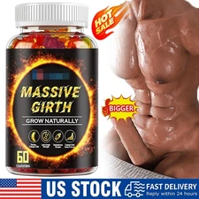 #1 BEST-MALE ENLARGER THICKER LONGER BIGGER 4" GROWTH ENLARGEMENT 60 GUMMIES