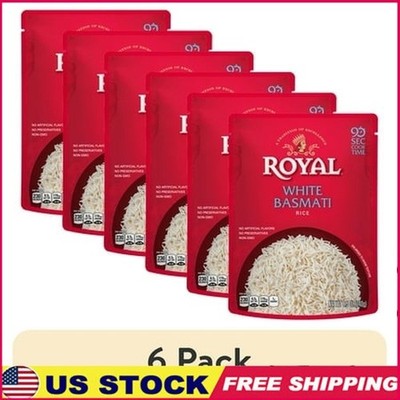 Ready-to-Heat Long Grain White Basmati Rice 6 Pack Gluten-Free Vegan 90 Secs New