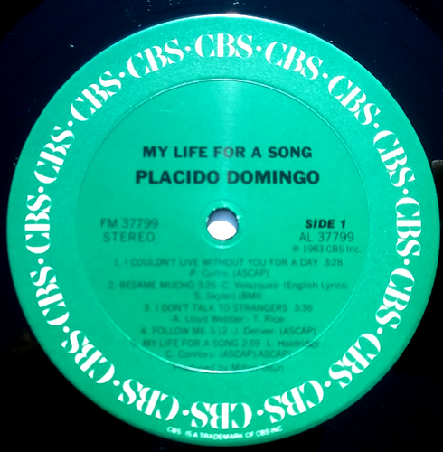 PLACIDO DOMINGO - My Life For A Song -Vinyl LP CBS AL 37799 ORIGINAL SHRINK NM- - Picture 3 of 6