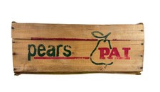 PAI Pears Wooden Fruit Crate 19.5 x 12 x 5 Produccion Argentina Slatted Box