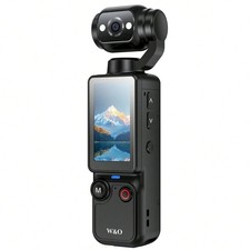 W O 4K Action Camera Pocket Gimbal Stabilizer 180 Rotation Body Cam Magnet Mount