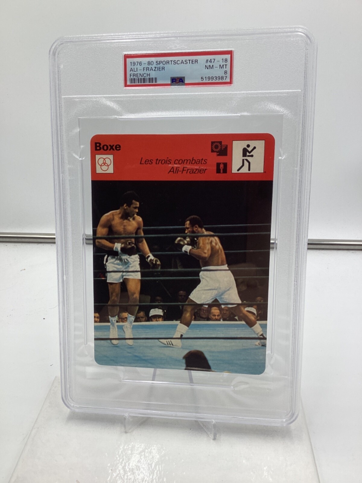 1976-80 Sportcaster French #47-18 Muhammad Ali/Joe Frazier PSA 8