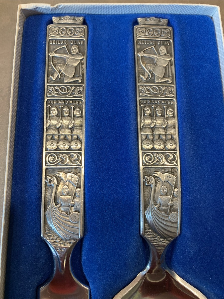 KONGE PEWTER ノルウェー　ヴァイキング　スプーン3本セット　箱入り Konge Tinn Royal Pewter Viking Spoon - Norway - Etsy