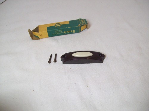Vtg Rodale 351 Cameo Doorbell Chime Push Button USA Brown & Oval Ivory Art Deco - Picture 4 of 9
