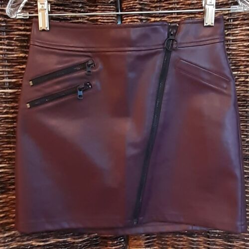 Express Faux Leather Mini Skirt Asymmetrical Zipp… - image 1