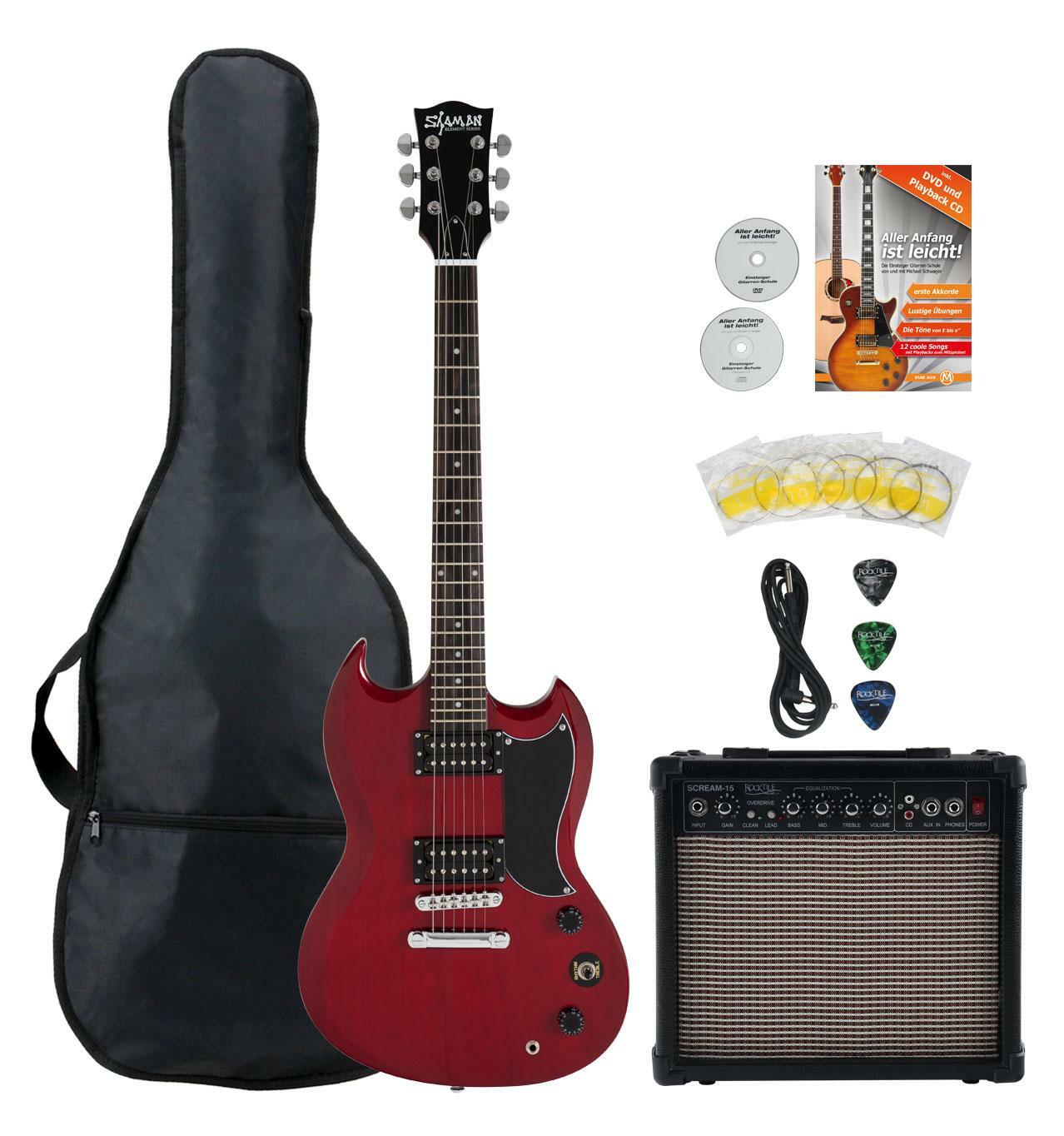 Shaman dcx-100r e-guitarra Starter Set Double Cut humbucker accesorios amp rojo oscuro Shaman dcx-100r e-guitarra Starter Set Set Set Double Cut humbucker accesorios amp rojo oscuro 194bbd
