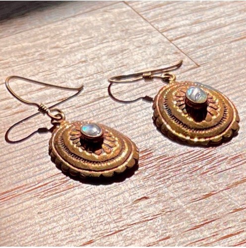 Vintage .925 Sterling Silver Native Southwestern MOP Abalone 🌈 Concho Earrings - Picture 7 of 10