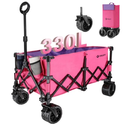 #ad VILLEY Extended Collapsible Foldable Wagon with 330LBS Weight Capacit Drink $148.99