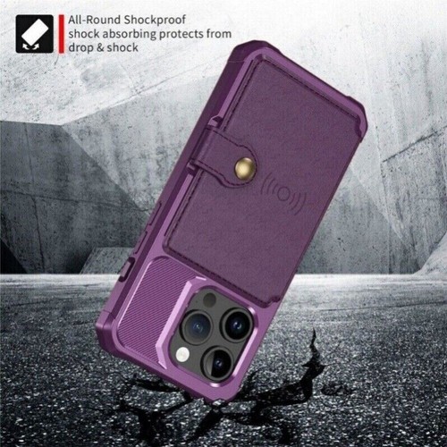 For iPhone 16e 15 14 13 12 11 Pro Max Plus X Wallet Leather Card Slot Case Cover - Picture 41 of 67